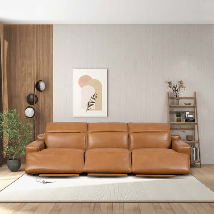 Urbana Modern Convertible Top-Grain Leather Sofa 120