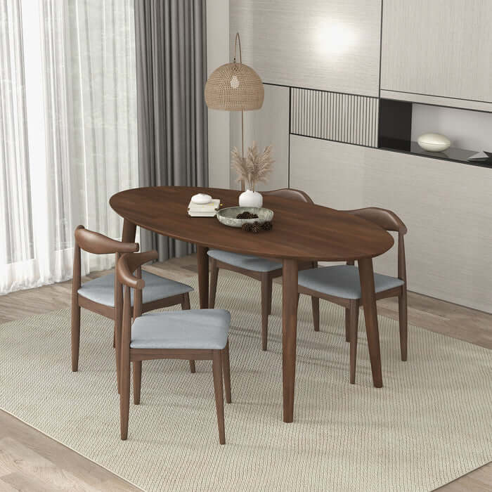 Ada MCM Walnut Wood Oval Dining Table 67 (2 Colors)