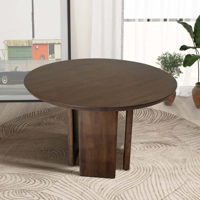 Alden Solid Wood Walnut Round Dining Table 47'