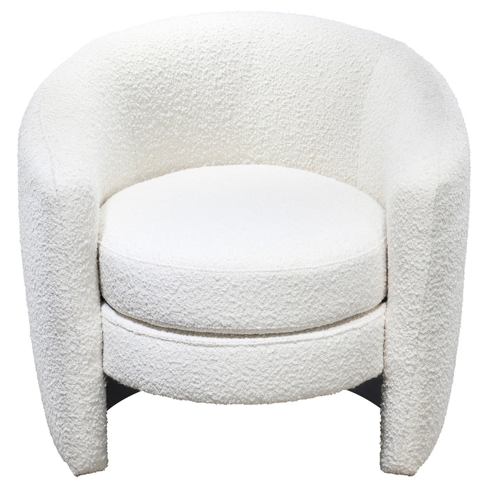 Avalon Modern White Boucle Barrel Armchair