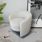 Avalon Modern White Boucle Barrel Armchair
