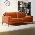 Axten Orange Velvet Upholstered Sofa Loveseat 77W
