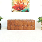 Benjiro Button Tufted Rectangular Leather Ottoman 47
