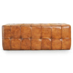 Benjiro Button Tufted Rectangular Leather Ottoman 47