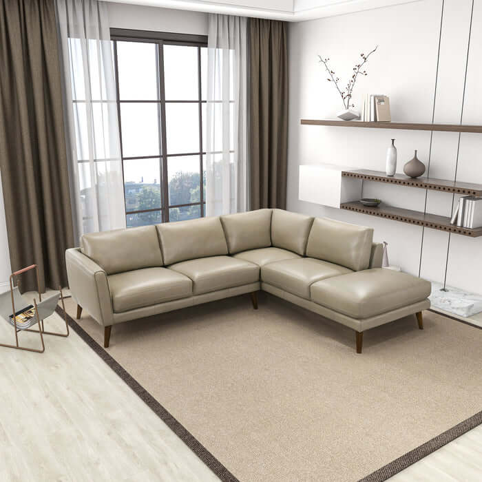 Benson L Shape Leather Sectional Chaise Sofa 97' (2 Colors)