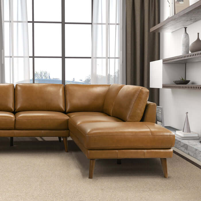 Benson L Shape Leather Sectional Chaise Sofa 97' (2 Colors)