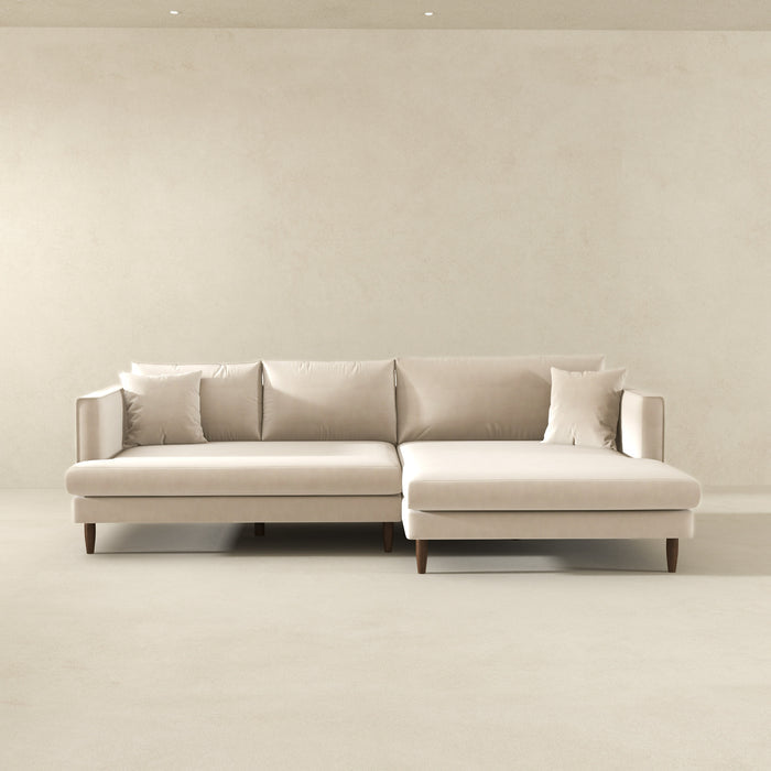 Blake Velvet Upholstered L-Shape Chaise Sofa Sectional 107