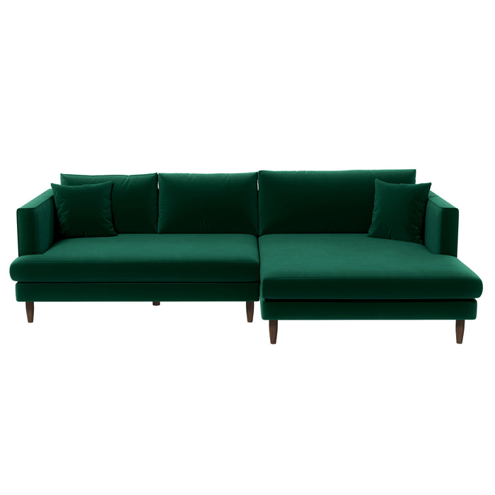 Blake Velvet Upholstered L-Shape Chaise Sofa Sectional 107