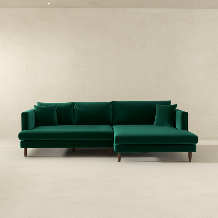 Blake Velvet Upholstered L-Shape Chaise Sofa Sectional 107