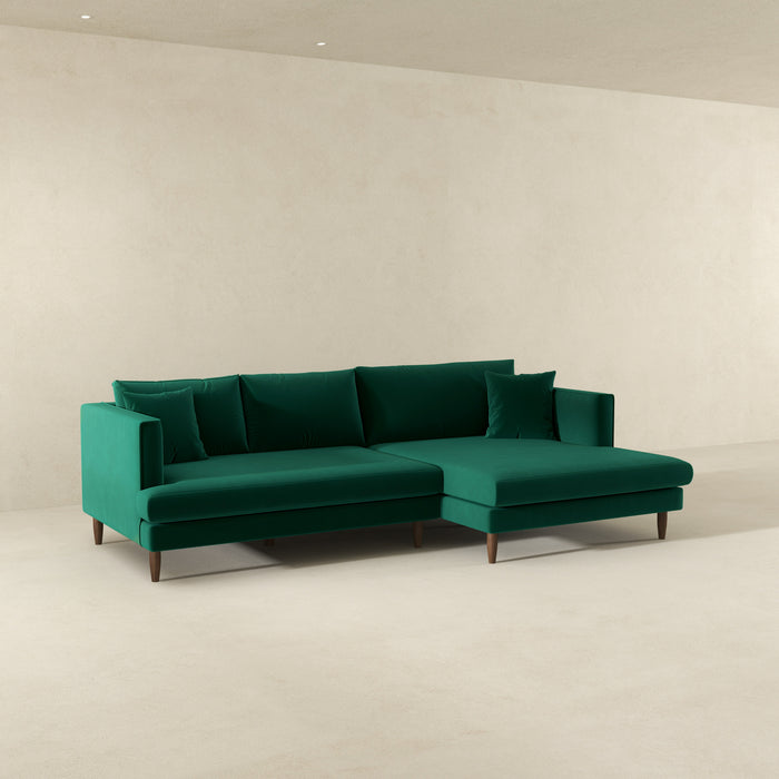 Blake Velvet Upholstered L-Shape Chaise Sofa Sectional 107