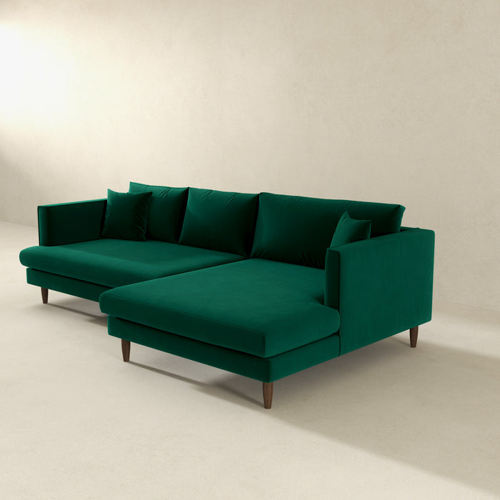 Blake Velvet Upholstered L-Shape Chaise Sofa Sectional 107