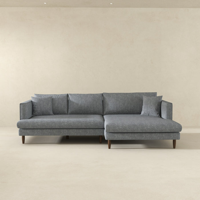 Blake Velvet Upholstered L-Shape Chaise Sofa Sectional 107