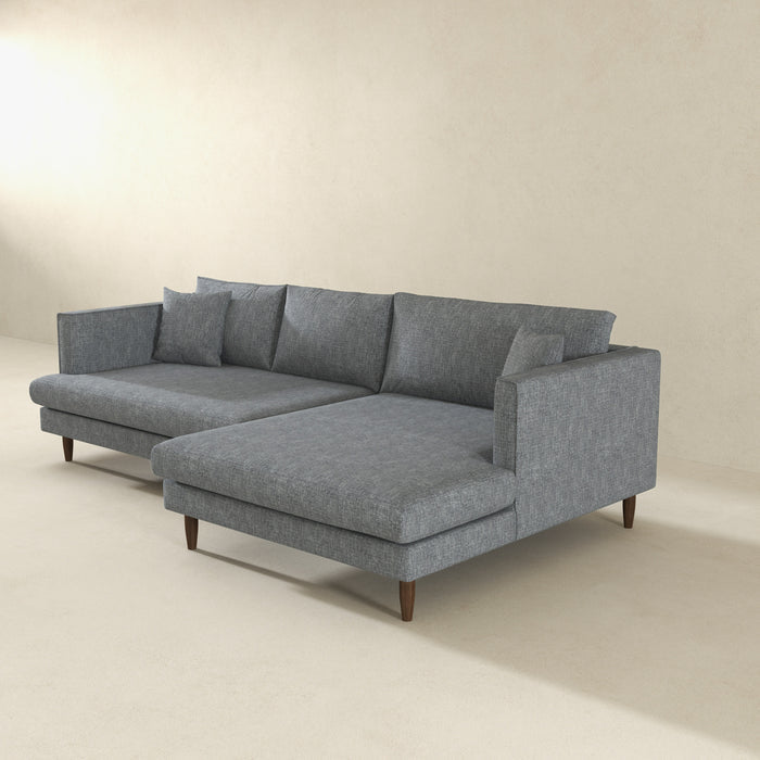 Blake Velvet Upholstered L-Shape Chaise Sofa Sectional 107