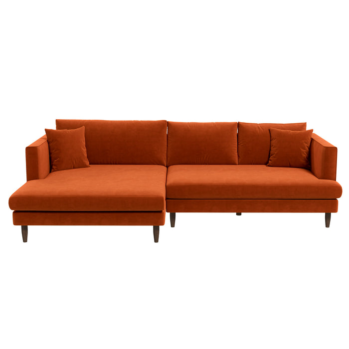 Blake Velvet Upholstered L-Shape Chaise Sofa Sectional 107