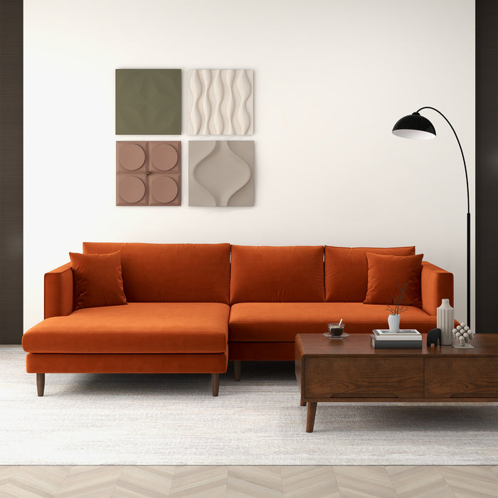 Blake Velvet Upholstered L-Shape Chaise Sofa Sectional 107
