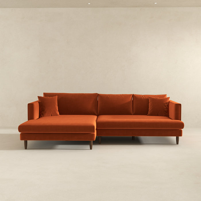 Blake Velvet Upholstered L-Shape Chaise Sofa Sectional 107