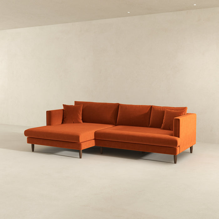 Blake Velvet Upholstered L-Shape Chaise Sofa Sectional 107