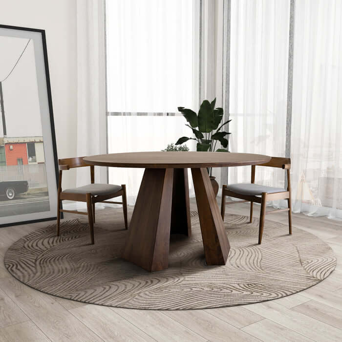 Bolton Solid Walnut Wood Round Dining Table 53