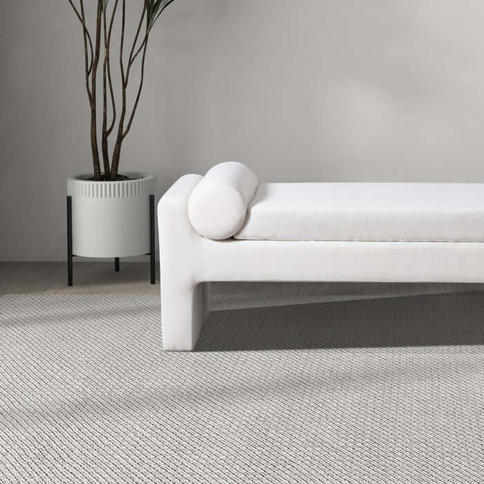 Camden Bench Upholstered in White Boucle Fabric 59