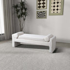 Camden Bench Upholstered in White Boucle Fabric 59