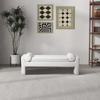 Camden Bench Upholstered in White Boucle Fabric 59