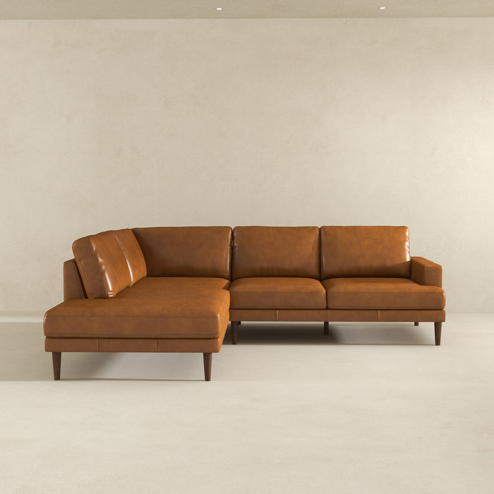 Corbin MCM Tan Leather Sectional Chaise Sofa 108