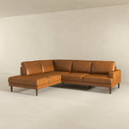 Corbin MCM Tan Leather Sectional Chaise Sofa 108