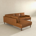 Corbin MCM Tan Leather Sectional Chaise Sofa 108