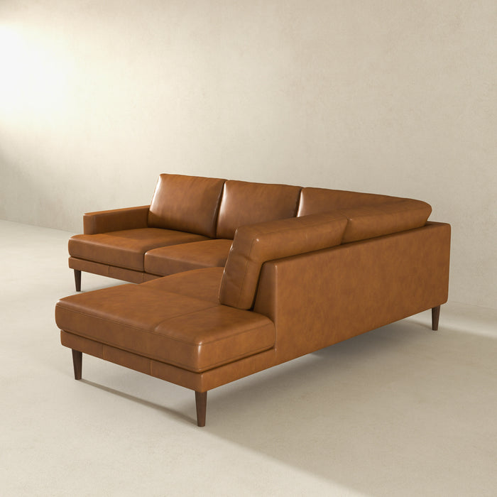 Corbin MCM Tan Leather Sectional Chaise Sofa 108