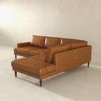 Corbin MCM Tan Leather Sectional Chaise Sofa 108