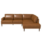 Corbin MCM Tan Leather Sectional Chaise Sofa 108