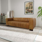 Dixon Channel Tufted Buffalo Leather Sofa 93L