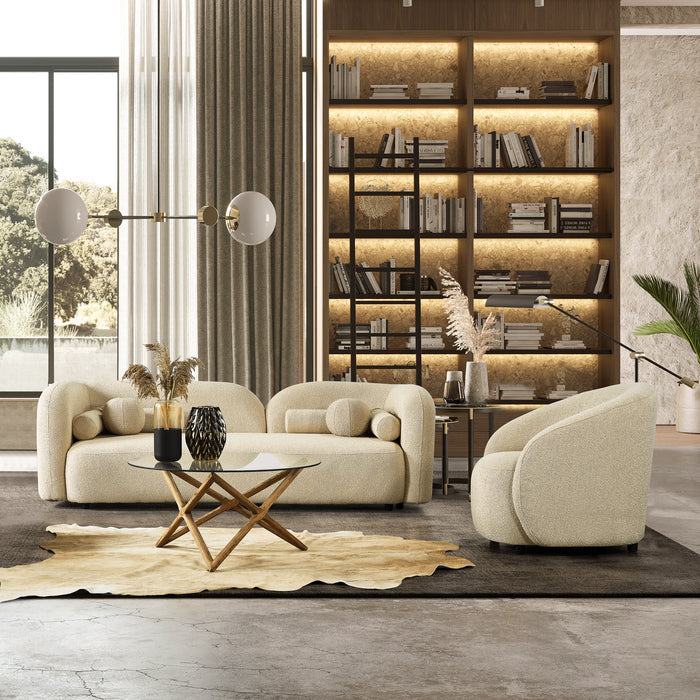 Donna Minimalist Curved Boucle Sofa 93 (3 Colors)