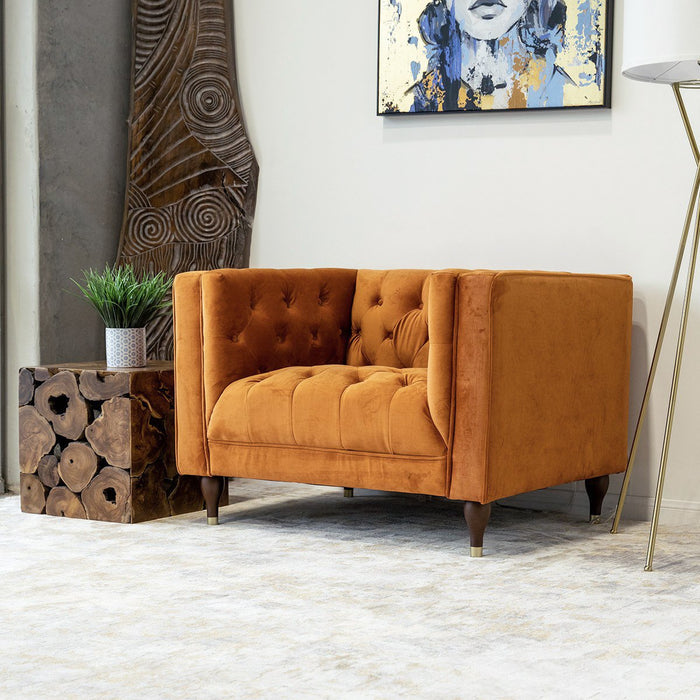 Evelyn Mid-Century Tufted Velvet Lounge Chair 42