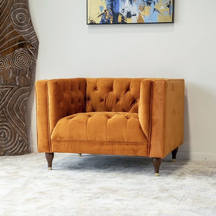 Evelyn Mid-Century Tufted Velvet Lounge Chair 42