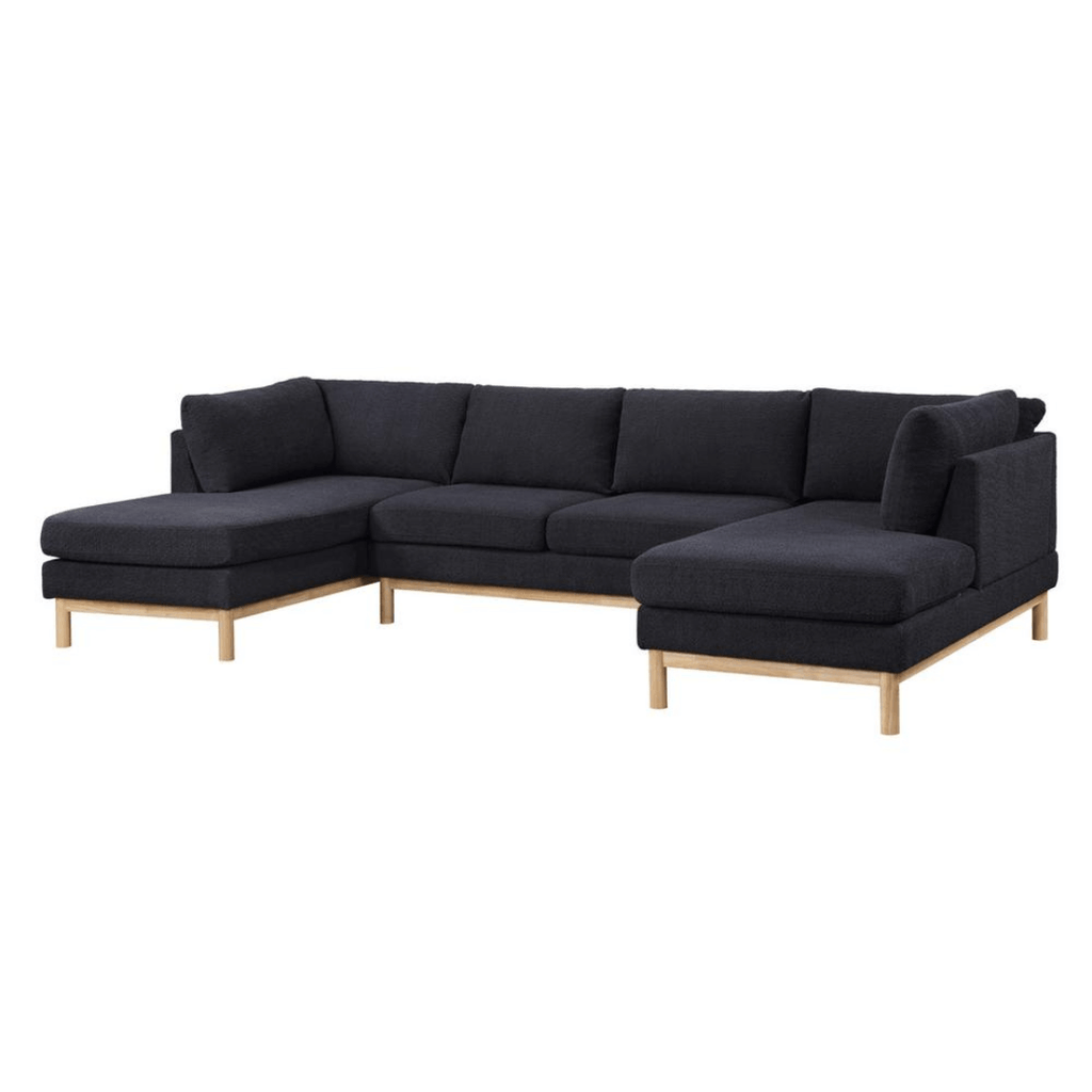 Hallie Black Sherpa Dual Chaise Sofa Sectional (124)