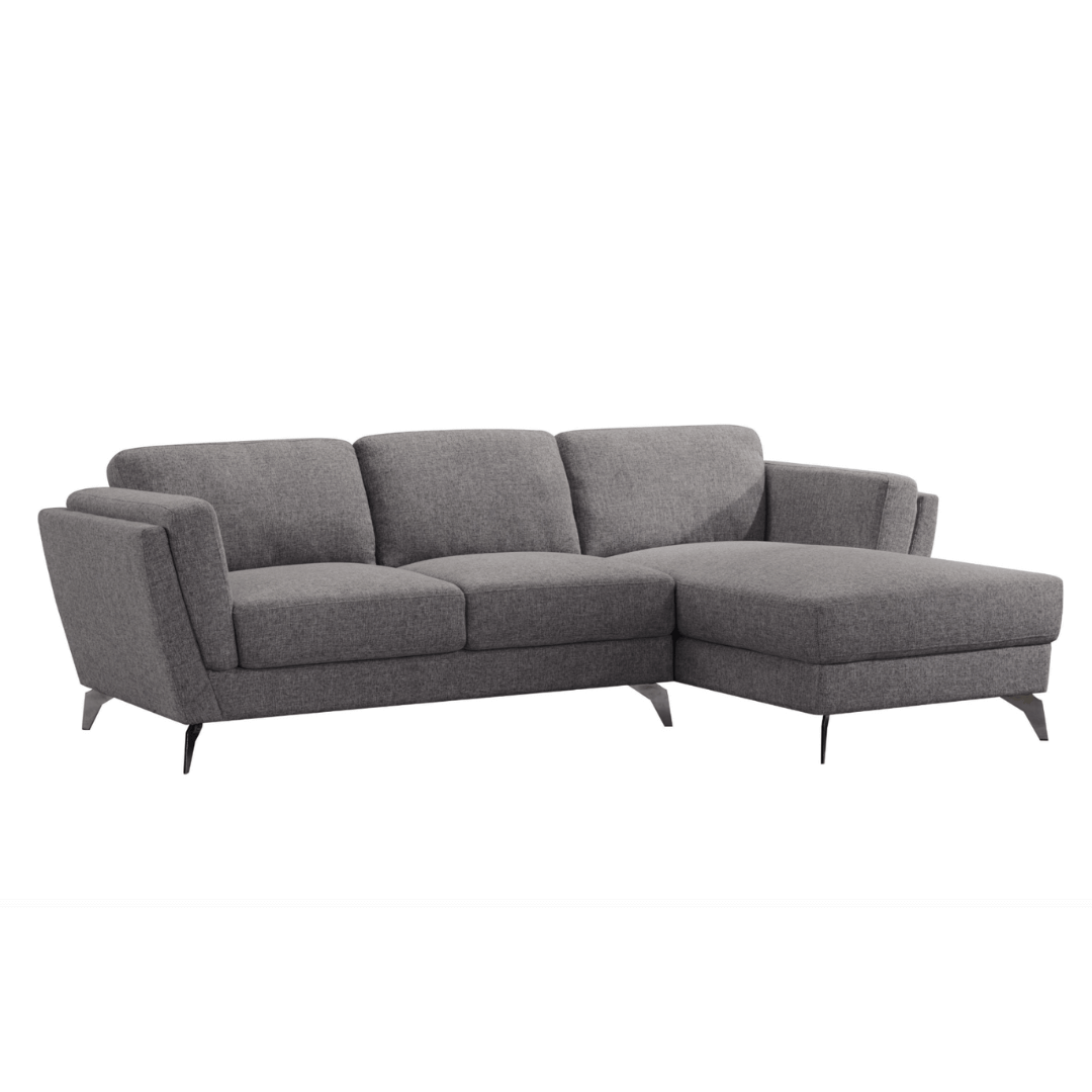 Beckett Gray Fabric Right-Facing Chaise Sofa Sectional 98