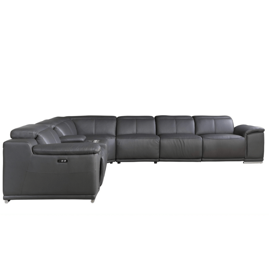 Italian Leather Power-Reclining Corner Sectional Sofa (Various Size and Colors)