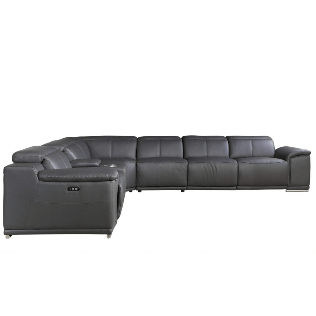 Italian Leather Power-Reclining Corner Sectional Sofa (Various Size and Colors)