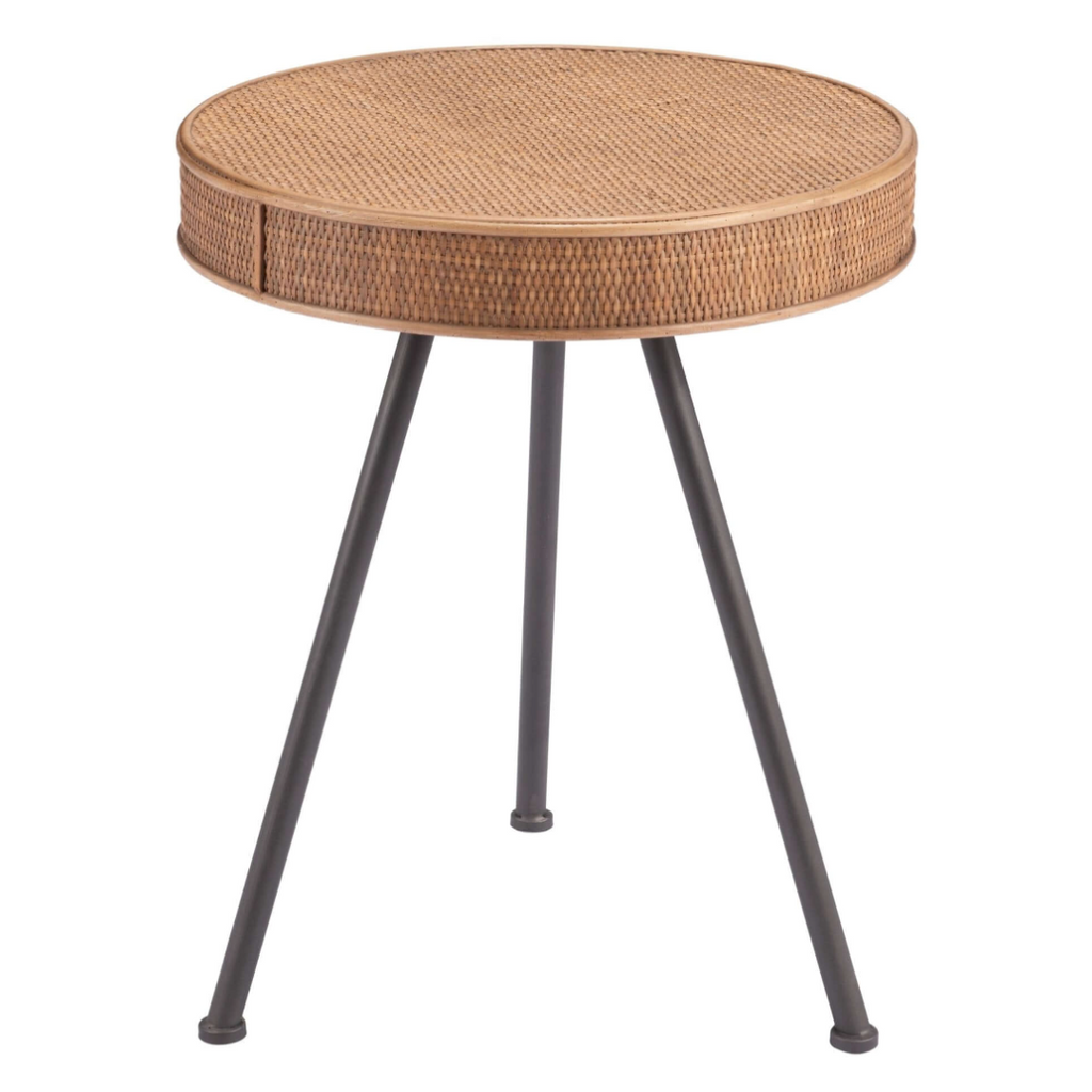 Stuart Round Rattan Weave Accent End Table 19