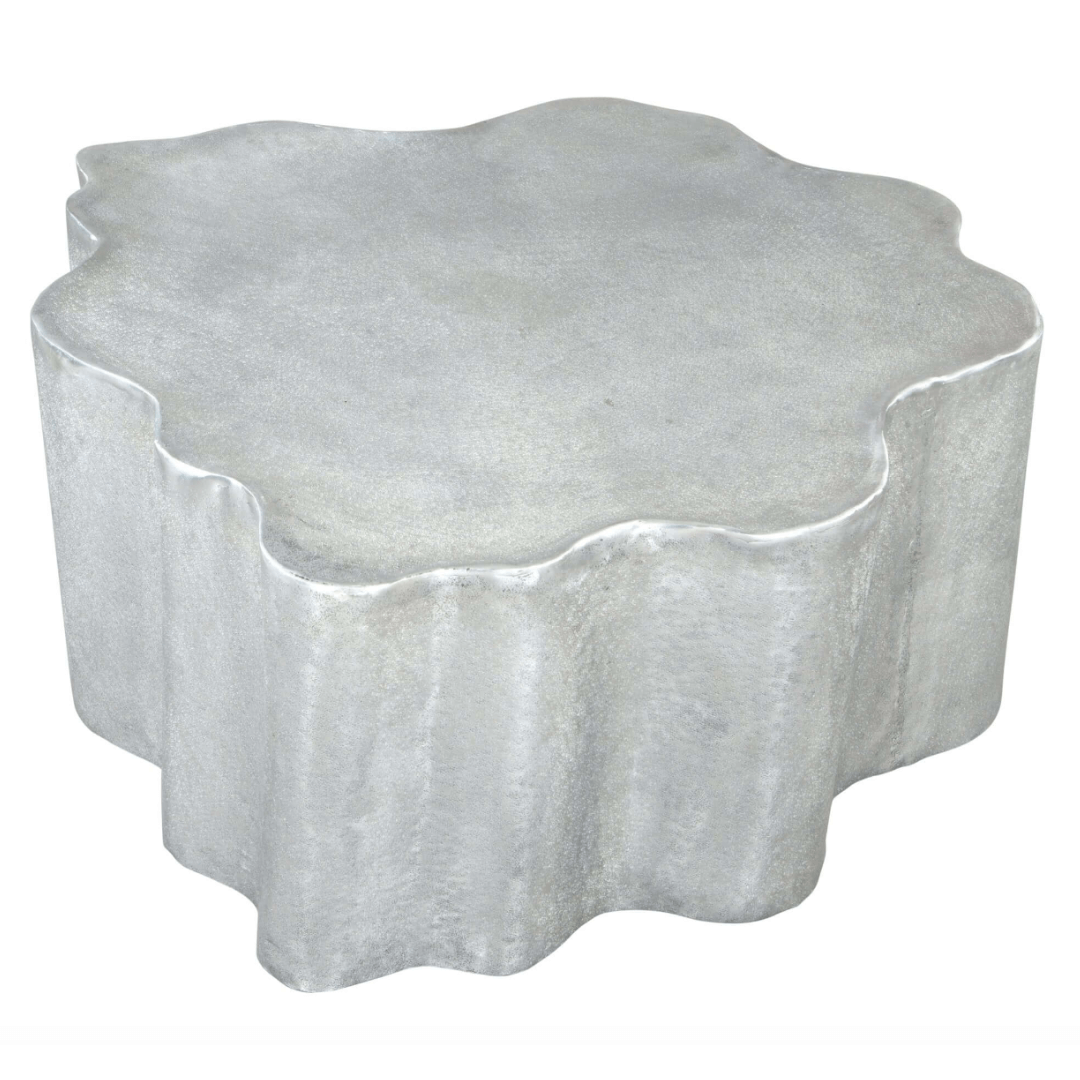 Kortha Antique Silver Live Edge Metal Coffee Table 36