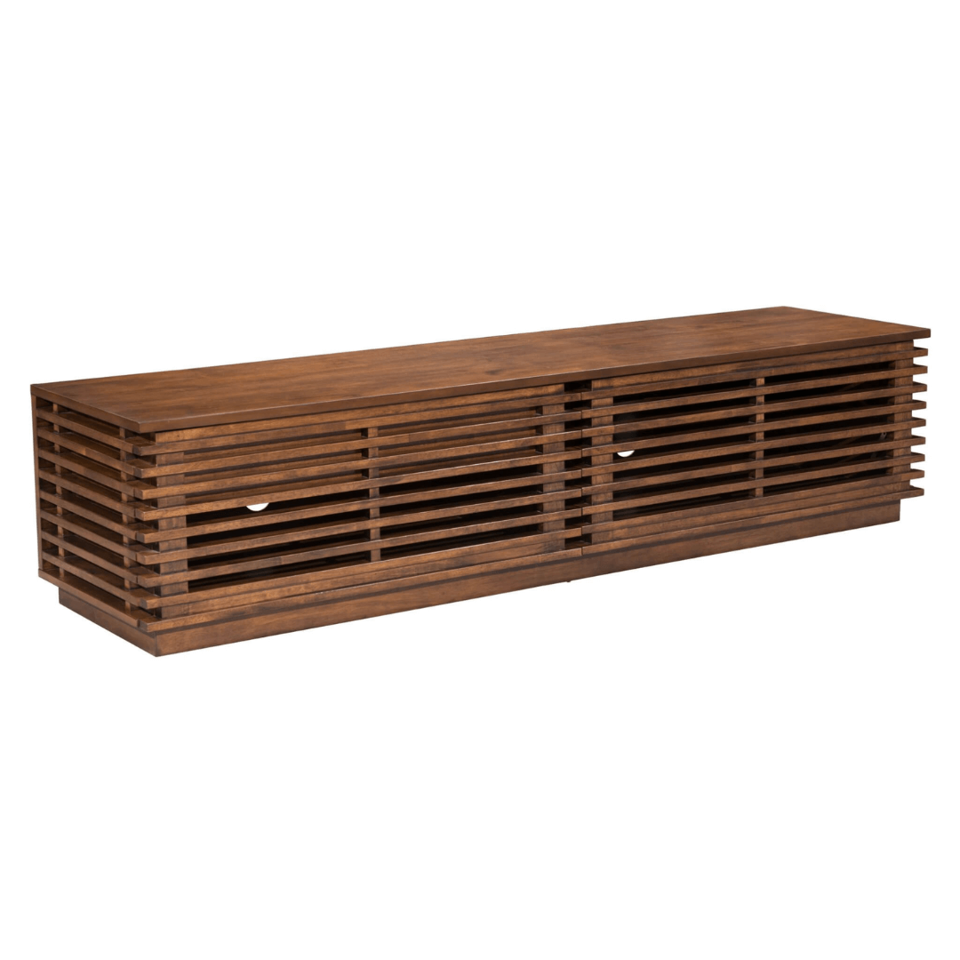 Linea Wood Slatted Entertainment Media Console TV Stand 71