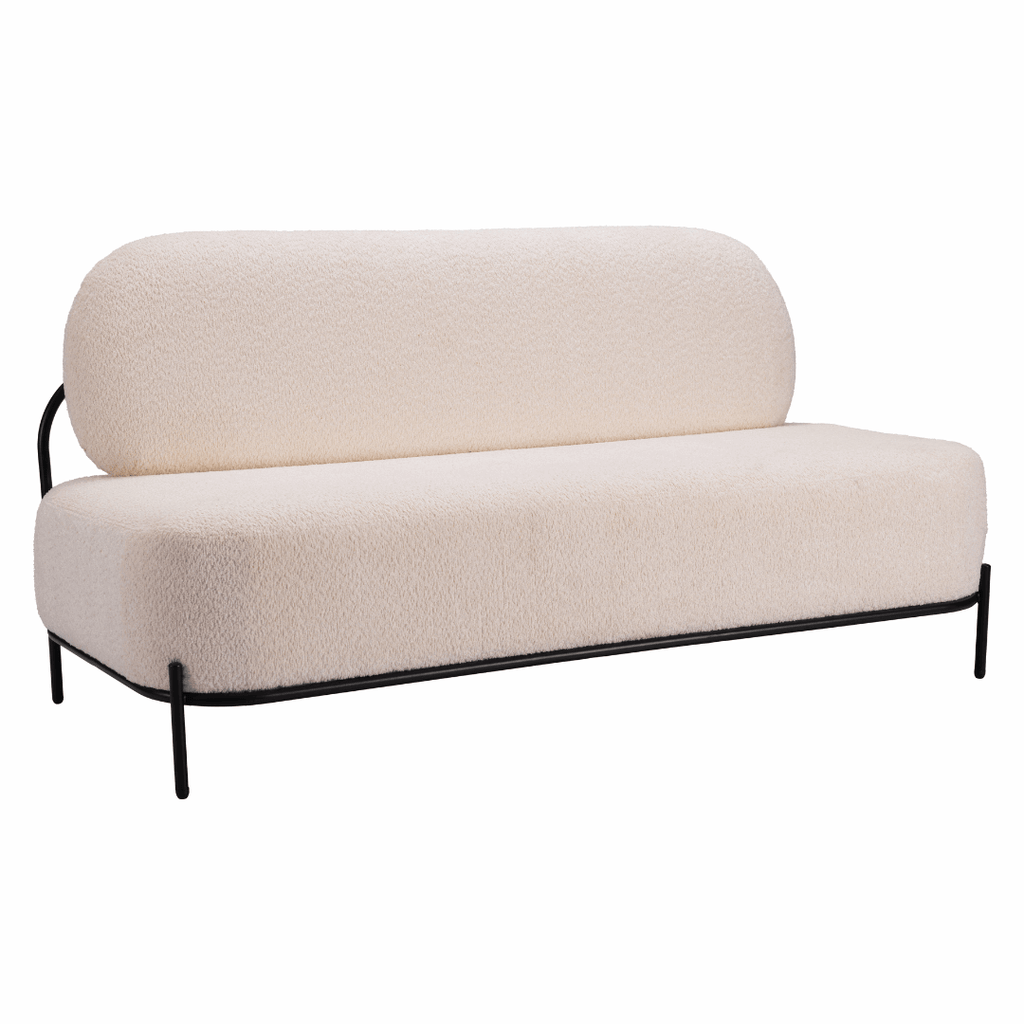 Arendal Beige Sherpa Upholstered Armless Sofa Loveseat 64