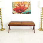 Chad Genuine Leather Upholstered Solid Wood Bench 47