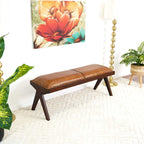 Chad Genuine Leather Upholstered Solid Wood Bench 47