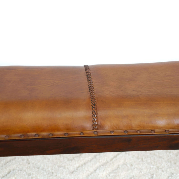 Chad Genuine Leather Upholstered Solid Wood Bench 47
