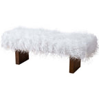 Henley Upholstered White Fur Solid Wood Bench 51