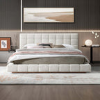 Hudson Tufted Ivory Boucle Upholstered Bed Frame Platform