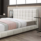 Hudson Tufted Ivory Boucle Upholstered Bed Frame Platform