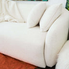Linden Modern Ivory Boucle Curvy Sofa 85